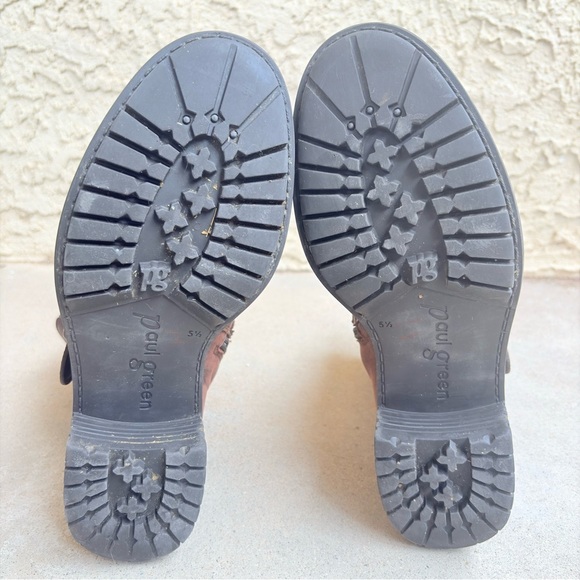 Paul Green Women's Size US 8 UK 5.5 Studded Buckled Brown Leather Moto Boots - Picture 8 of 10